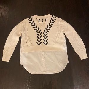 Veronica Beard V Neck Knit Layered Sweater Top S